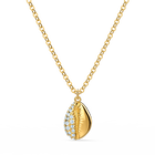Shell Pave pendant, White, Gold-tone plated