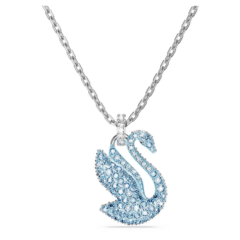swarovski swan pendant  swan  medium  blue  rhodium plated