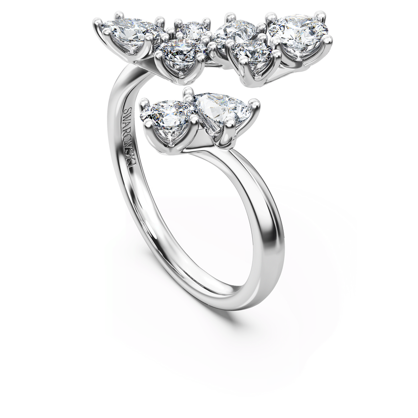 swarovski galaxy bypass ring  lab grown diamonds 1 25 ct tw  mixed shapes  18k white gold