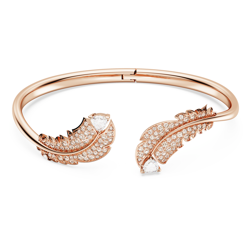 swarovski nice bangle  feather  white  rose gold tone plated