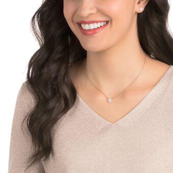 swarovski una angelic set  round cut  white  rose gold tone plated