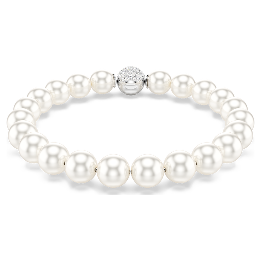 swarovski matrix bracelet  crystal pearl  white  rhodium plated