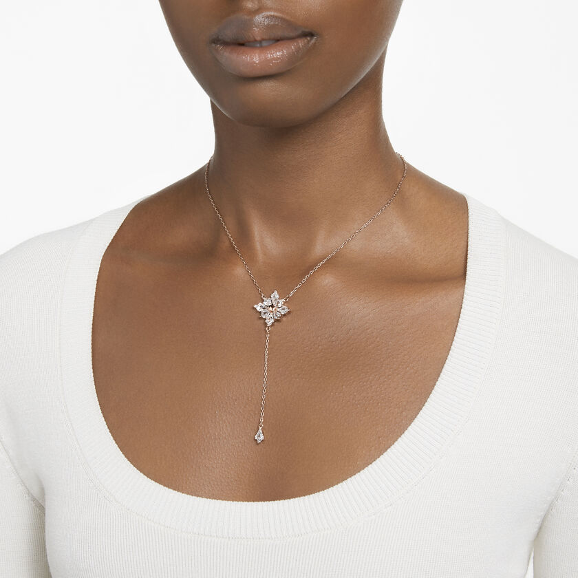 Stella Y necklace, Kite cut, Star, White, Rose gold-tone plated