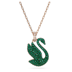 swarovski swan pendant swan medium green rose gold tone plated