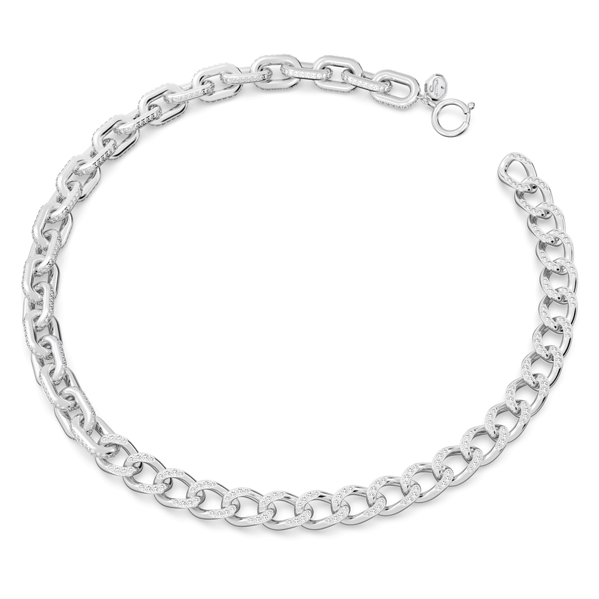 Dextera necklace, Pavé, White, Rhodium plated | Swarovski KSA