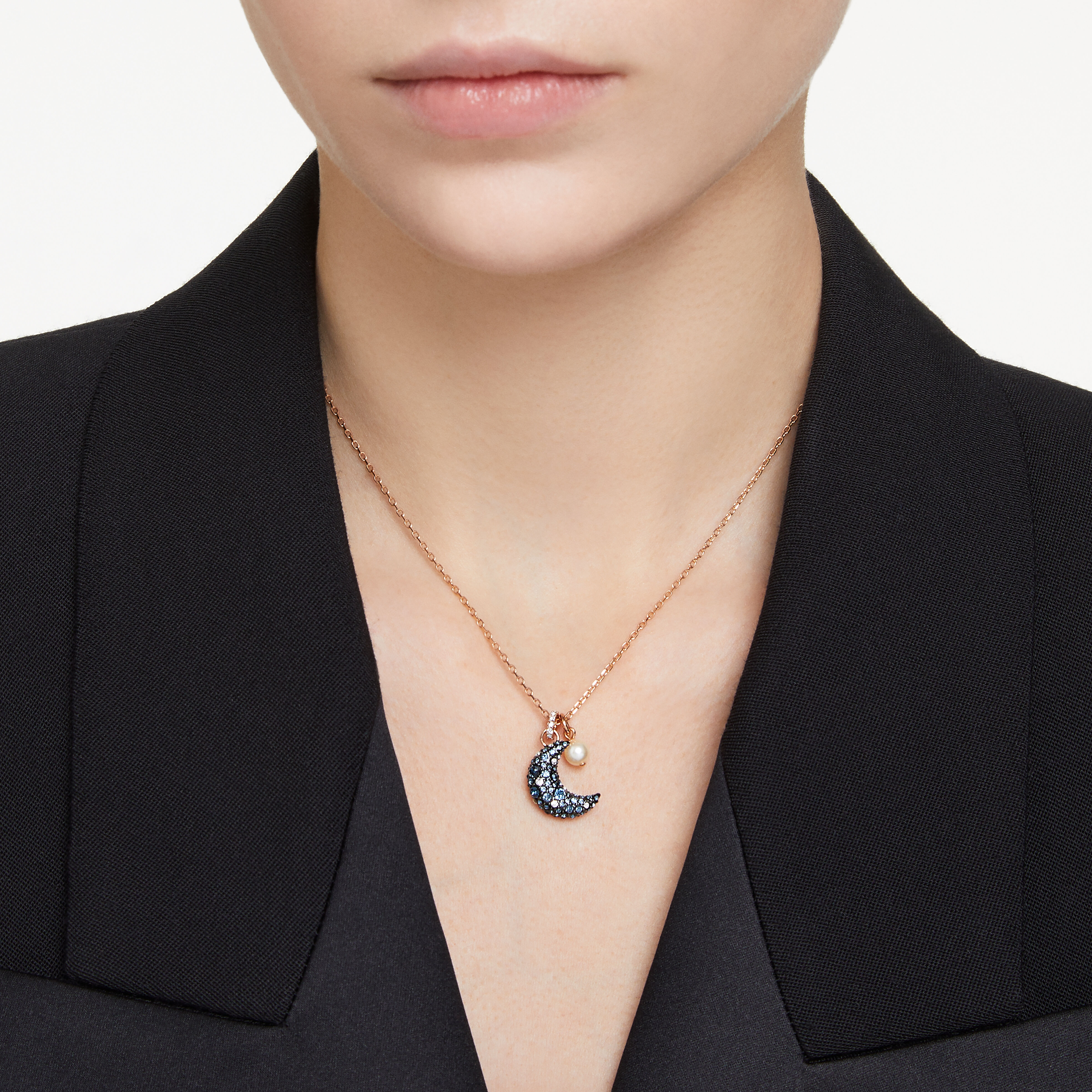 Buy Swarovski Luna pendant Moon Multicolored Rose gold tone plated