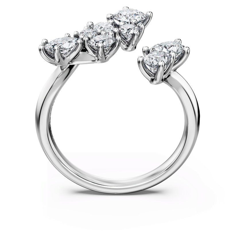 swarovski galaxy bypass ring  lab grown diamonds 1 25 ct tw  mixed shapes  18k white gold