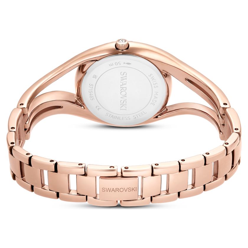 swarovski hyperbola bangle watch  swiss made  metal bracelet  rose gold tone  rose gold tone finish