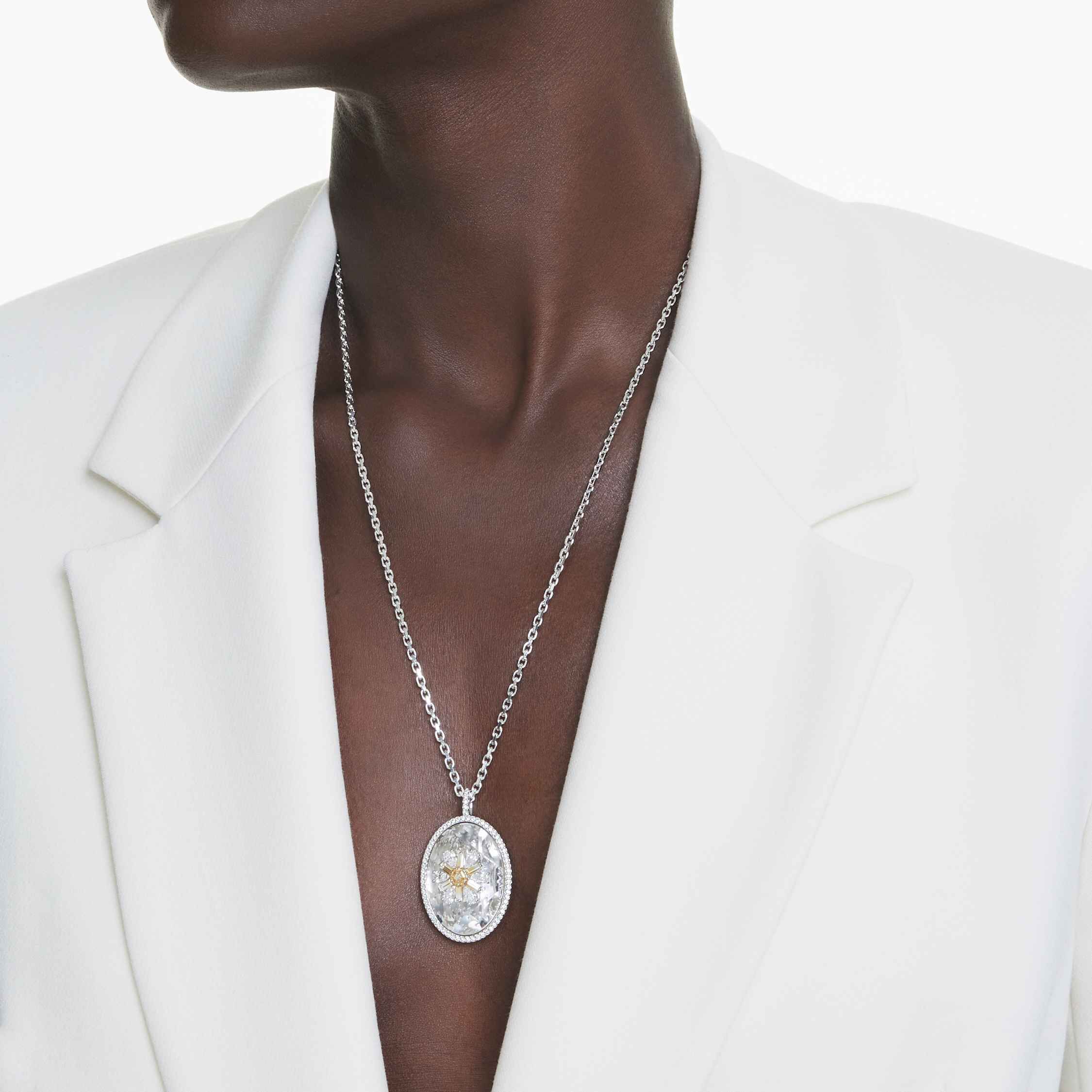 swarovski idyllia pendant  flower  yellow  rhodium plated