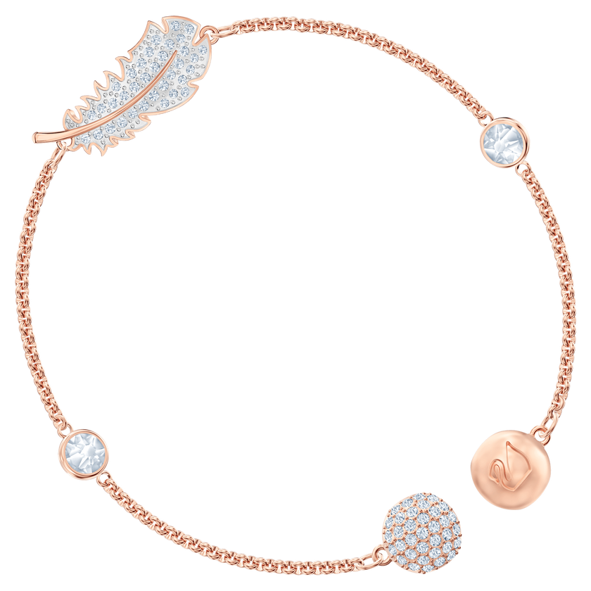 swarovski remix collection feather strand  white  rose gold tone plated