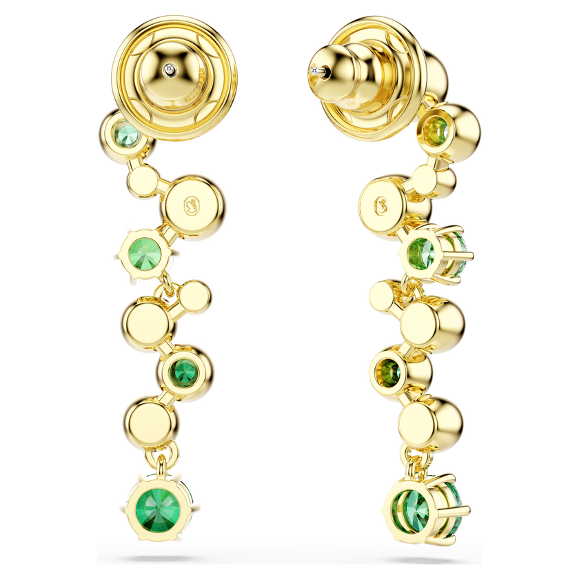 swarovski constella drop earrings  mixed cuts  green  gold tone plated