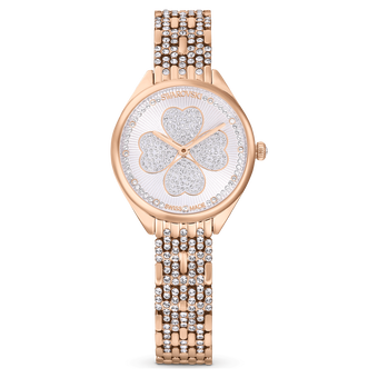 swarovski attract watch  swiss made  clover  crystal bracelet  rose gold tone  rose gold tone finish