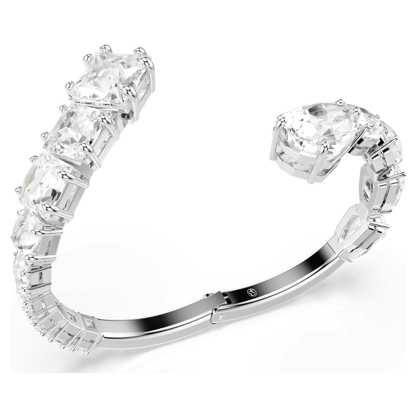 swarovski matrix bangle  mixed cuts  white  rhodium plated