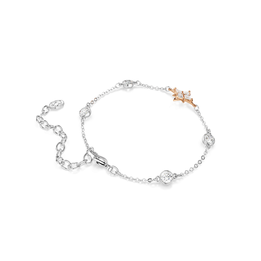 swarovski symbolica bracelet  round cut  moon  white  mixed plating