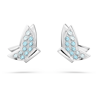 swarovski lilia stud earrings  butterfly  blue  rhodium plated