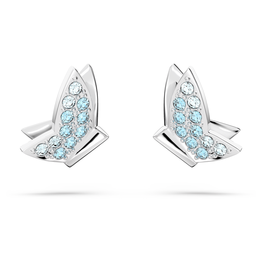 swarovski lilia stud earrings  butterfly  blue  rhodium plated