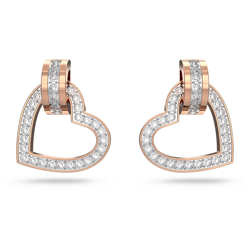 swarovski lovely stud earrings  heart  white  rose gold tone plated