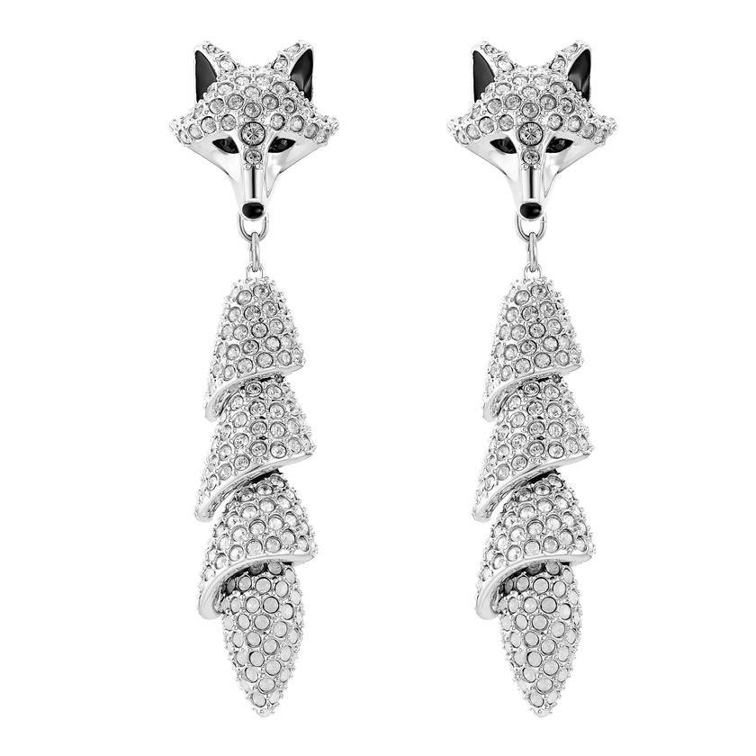 Polar Bestiary Drop Pierced Earrings, Multi-colored, Rhodium plated