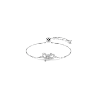 swarovski lifelong bracelet  pav   bow  white  rhodium plated