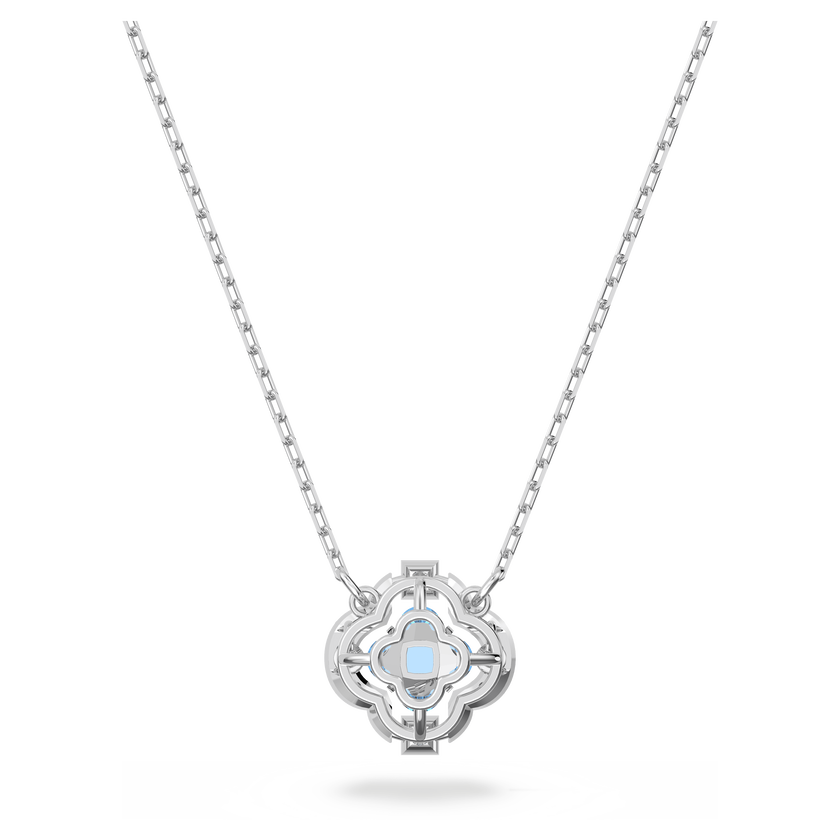 swarovski una necklace  clover  blue  rhodium plated