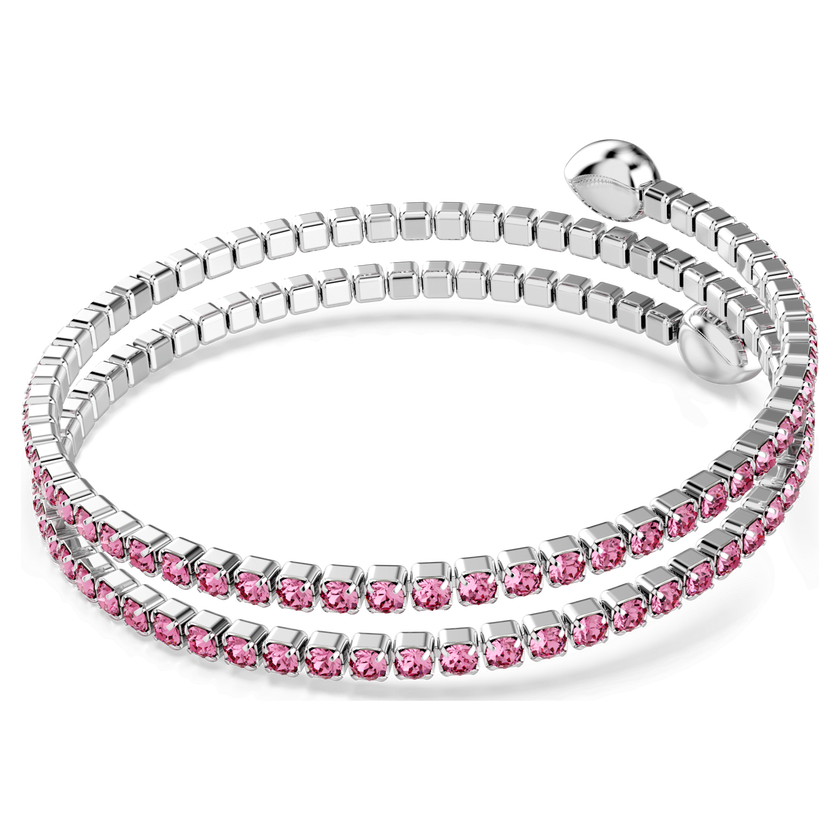 swarovski twisty cuff  mixed cuts  pink  rhodium plated