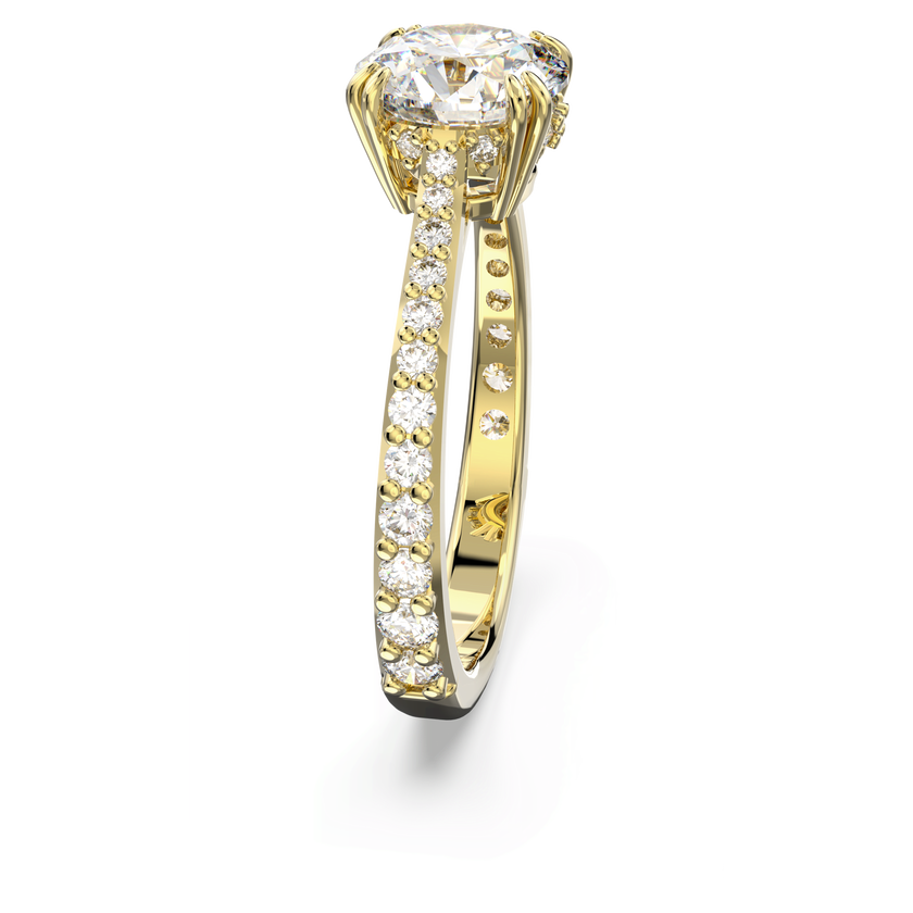 swarovski stilla cocktail ring  round cut  pav   white  18k gold finish