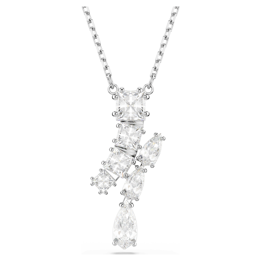swarovski matrix pendant  mixed cuts  white  rhodium plated