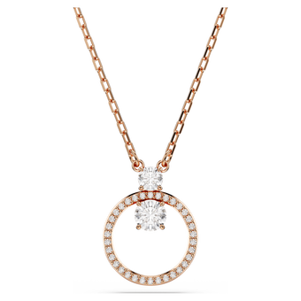 swarovski constella pendant  pav   round cut  white  18k rose gold finish