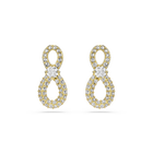 swarovski hyperbola stud earrings  round cut  pav   infinity  white  gold tone plated