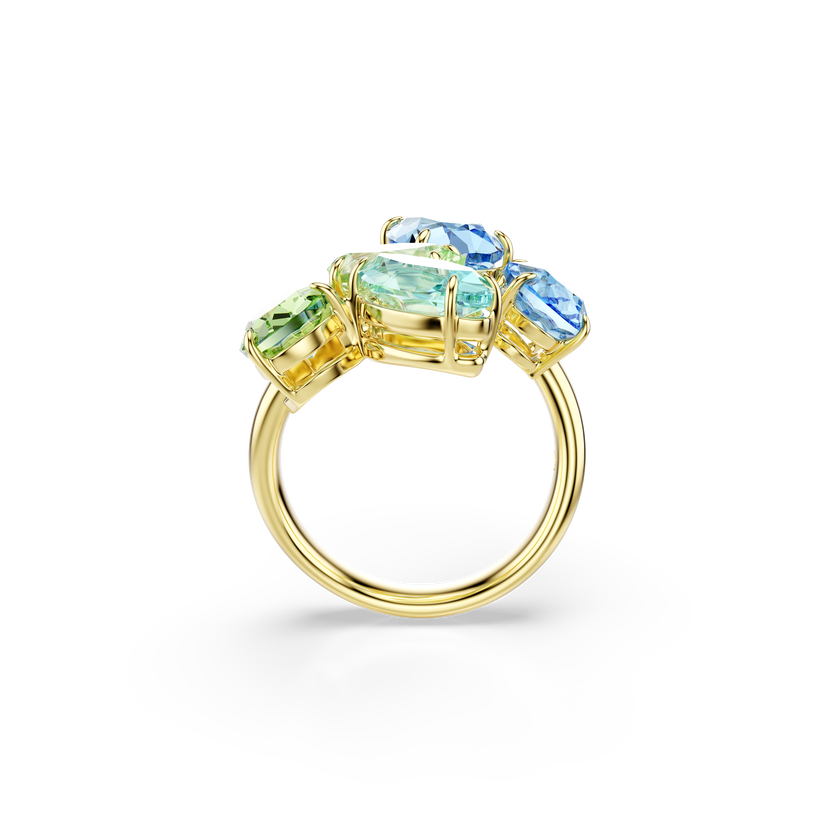 swarovski gema open ring  mixed cuts  multicolored  gold tone plated