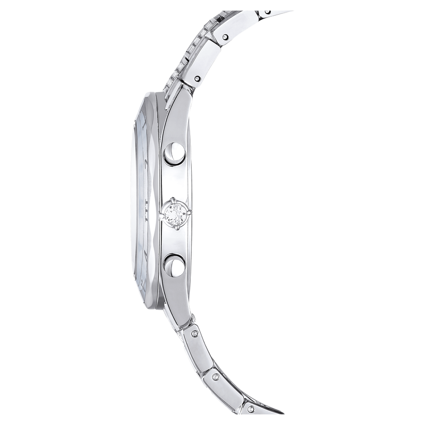 swarovski dextera lux watch  swiss made  metal bracelet  silver tone  stainless steel