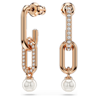 swarovski constella drop earrings crystal pearl round cut white rose gold tone plated