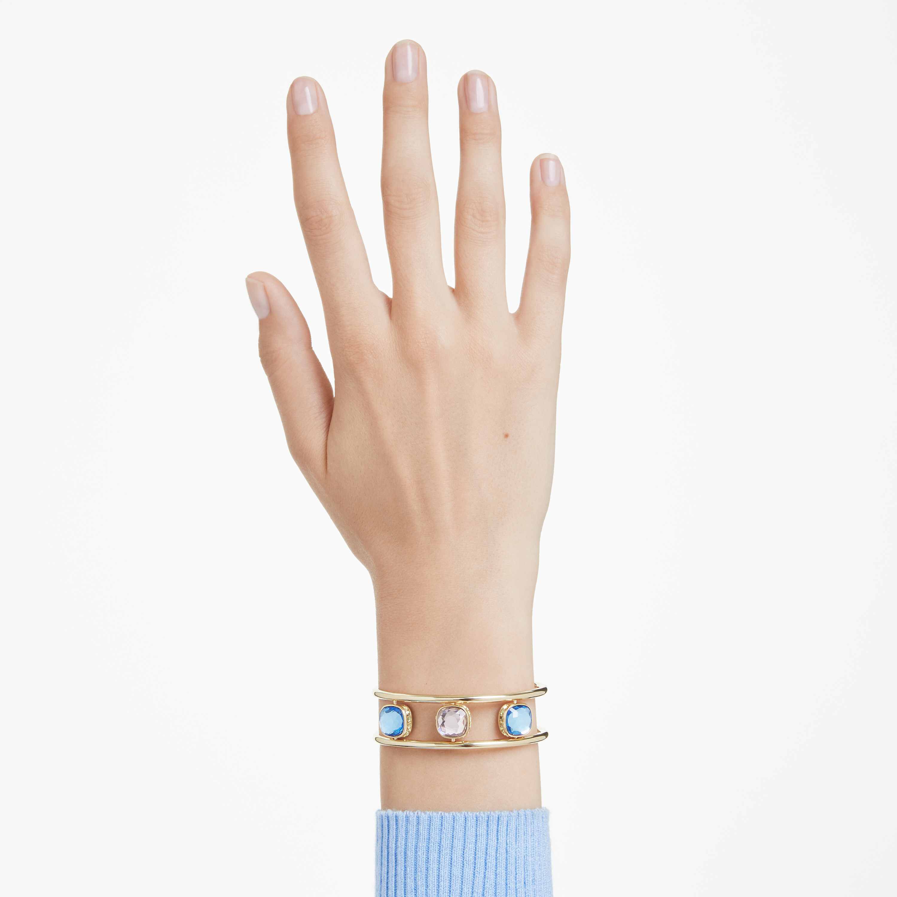 Buy Swarovski Chroma cuff, Cushion cut, Green, Gold-tone plated