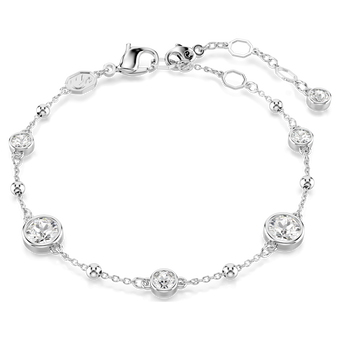 swarovski imber bracelet  round cut  white  rhodium plated