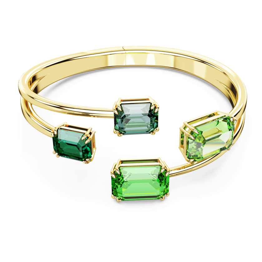 swarovski millenia bangle  octagon cut  green  gold tone plated