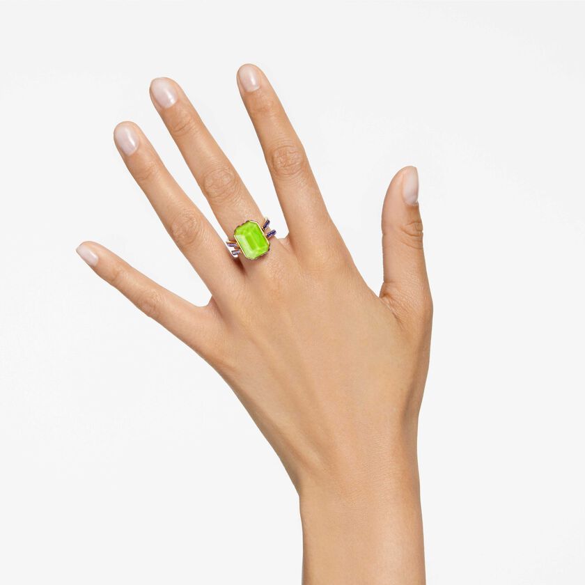 Chroma ring, Octagon cut, Multicolored, Gold-tone plated | Swarovski KSA