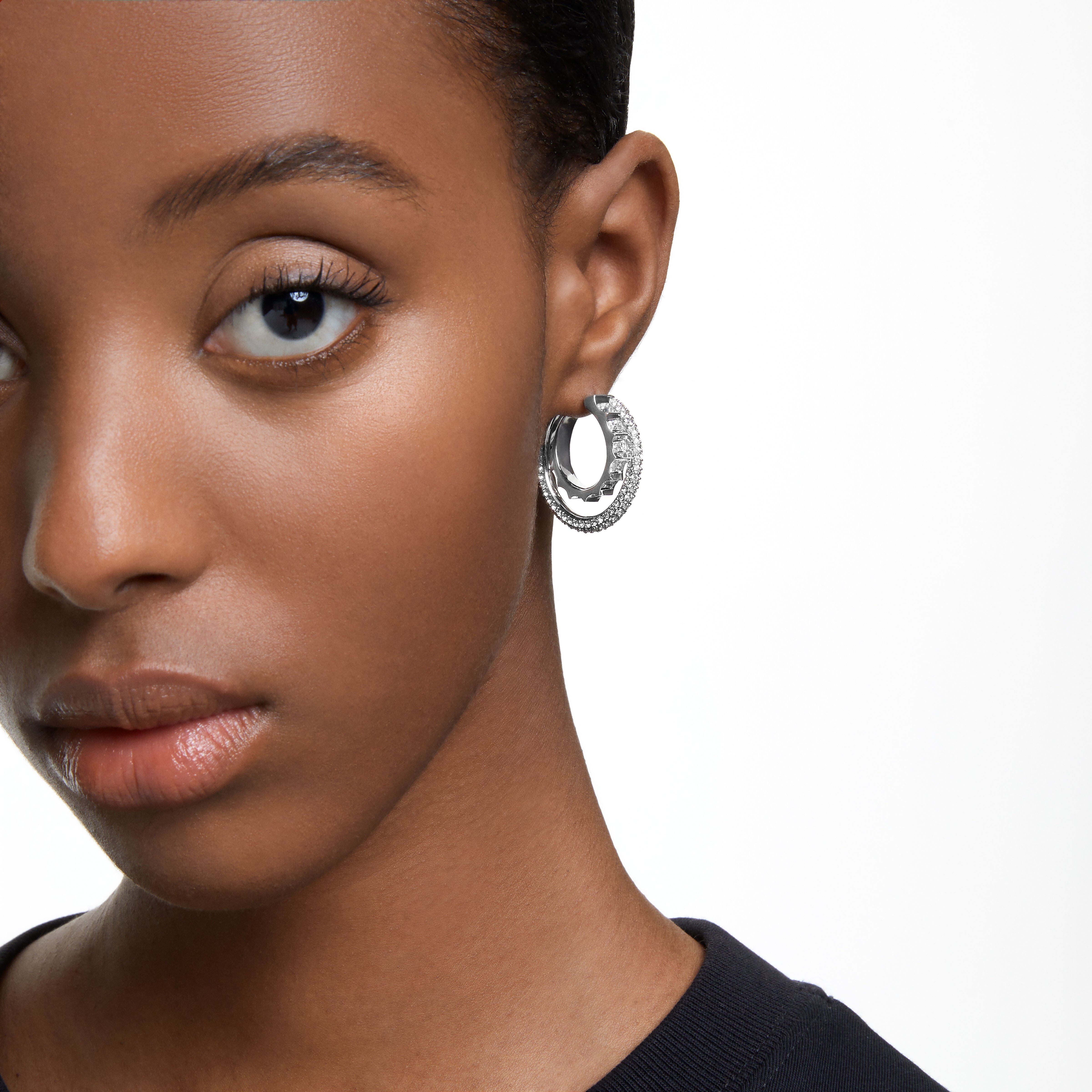 Rhodium earrings sales