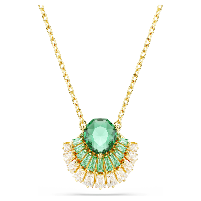 swarovski idyllia pendant  mixed cuts  shell  green  gold tone plated
