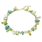 swarovski gema necklace mixed cuts green gold tone plated