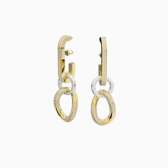 Dextera earrings,  Chain, White, Gold-tone plated