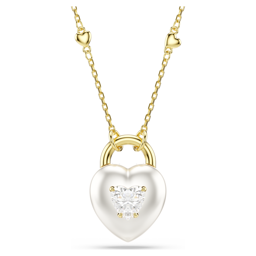 swarovski idyllia pendant  mixed cuts  heart  white  gold tone plated