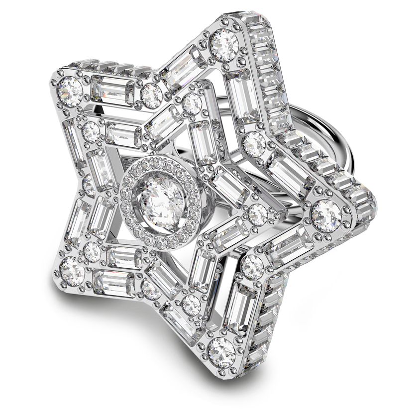 swarovski stella ring white  rhodium plated