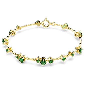swarovski constella bangle mixed round cuts green gold tone plated