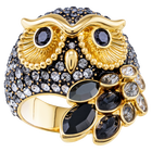Buy Swarovski March Owl Motif Ring, Multi-Colored, Gold Plating