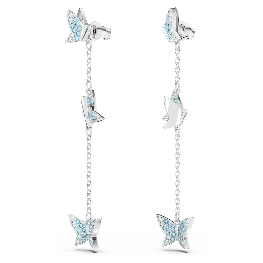 swarovski lilia drop earrings  butterfly  blue  rhodium plated