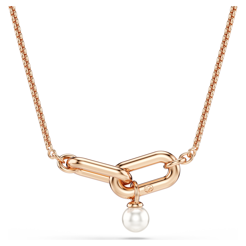swarovski constella pendant  crystal pearl  round cut  white  rose gold tone plated