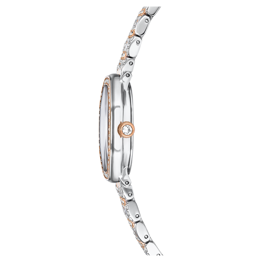 swarovski dextera octagon watch  swiss made  metal bracelet  silver tone  rose gold tone finish