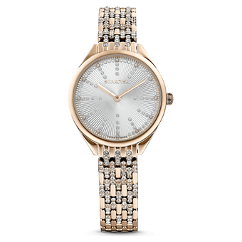 swarovski attract watch swiss made pav crystal bracelet gold tone champagne gold tone finish