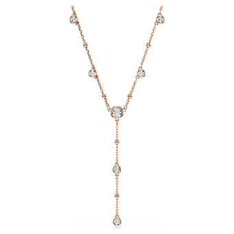swarovski imber y necklace  round cut  white  18k rose gold finish