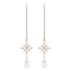 Swarovski Symbolic Chain Pierced Earrings, White, Rose-gold tone plated